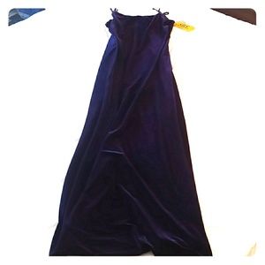 Stretch velvet dark purple long dress